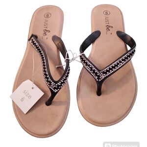 Black Sandles‎ with Rhinestone Size 6Brand: Just beSize 6